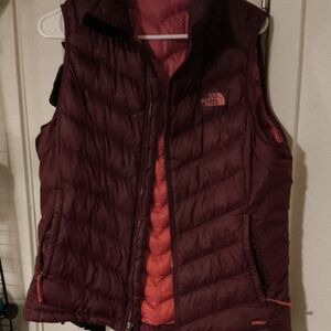 The North Face Women's Maroon and Pink Down Vest